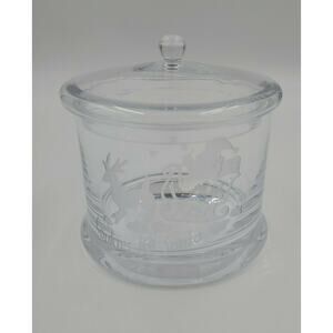 Mikasa Cookie Jar Cookies For Santa Canister With Lid Glass Etched Design